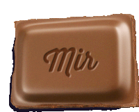 a bar of milk chocolate has the word mir written on it