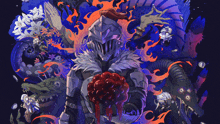 a painting of a knight holding a bloody heart