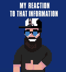 a pixel art of a man giving a thumbs up with the words " my reaction to that information " below him