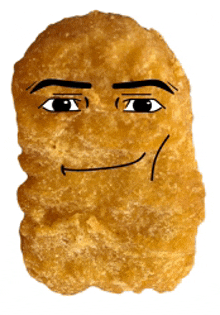 a close up of a chicken nugget with a cartoon face drawn on it