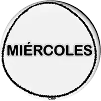 a button that says ' miercoles ' in black letters on a white background