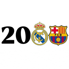 a logo for real madrid and fc barcelona shows the year 2008