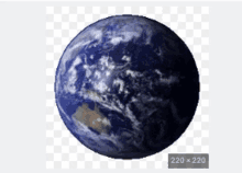 a picture of a blue globe with a checkered background and a button that says 220 x 220