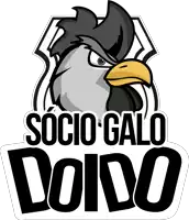 a logo for socio galo doido with a rooster