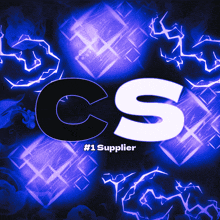 a logo for cs # 1 supplier with blue lightning behind it