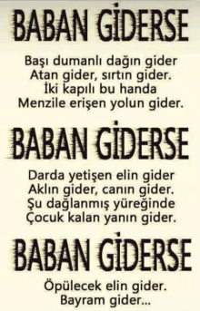 a poster that says baban giderse in black on a white background