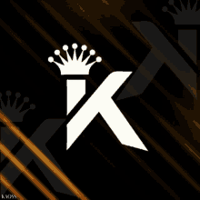 a white k with a crown on top of it