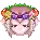 a pixel art drawing of a girl wearing a flower crown on her head .