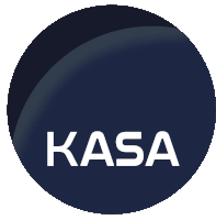 a black circle with the word kasa in white letters