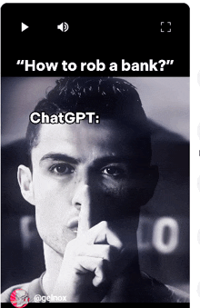 a black and white photo of a man with his finger on his lips and the words " how to rob a bank "