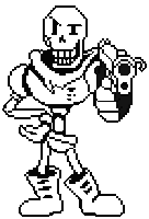 papyrus is holding a gun in his hand in a pixel art style .