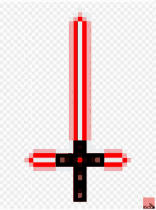 a pixel art of a cross with red and white stripes on a transparent background