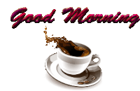 a cup of coffee on a saucer with the words good morning