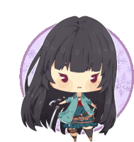 a chibi drawing of a girl with a sword