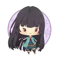 a chibi drawing of a girl with a sword