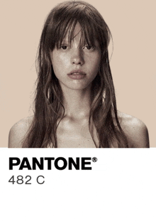 a picture of a woman with the pantone 482 c