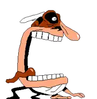 a pixel art drawing of a cartoon character with a huge mouth