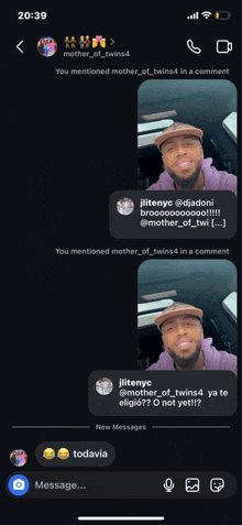 a screenshot of a snapchat conversation between mother_of_twins4 and jiitenyc