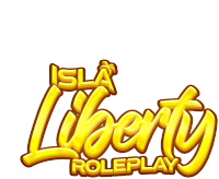 a logo for isla liberty roleplay with yellow letters