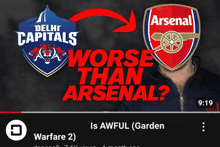 a video titled worse than arsenal with a man 's face