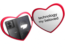 a heart shaped frame with technology my beloved on it