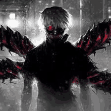 tokyo ghoul kaneki ken with red eyes and wings