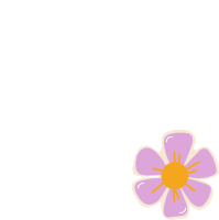 a purple flower with a yellow center and petals on a white background .