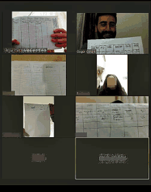 a computer screen shows a man holding a piece of paper that says " ozgur ozturk " on it