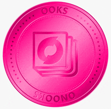 a pink coin that says ' ooks stoono ' on it