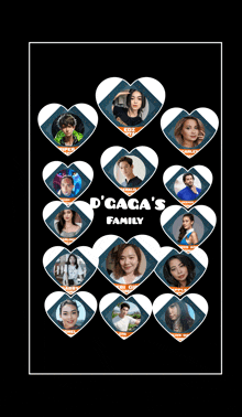 a collage of hearts with the name d' gaga 's family