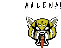 a cartoon drawing of a tiger with the word malena written below it