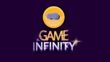 a logo for game infinity with a virtual reality headset in the center