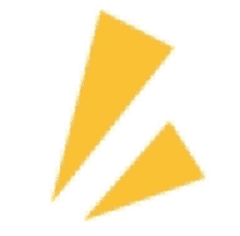 a yellow triangle with a white stripe on the bottom is on a white background .