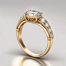 a yellow gold ring with a diamond in the middle