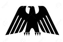 a black and white silhouette of an eagle on a white background .