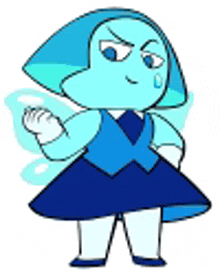 a cartoon drawing of a blue sapphire wearing a blue dress .