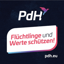 a pdh logo with a bird on it