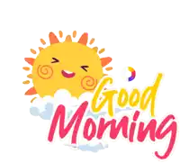 a sticker with a sun and the words good morning