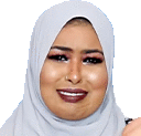 a woman wearing a white hijab is smiling .