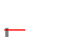 a red bar with a black circle on it is moving across a white surface .