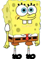 a cartoon character named spongebob wearing a tie and shorts