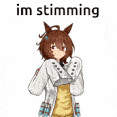 a picture of a girl with a horse 's head and the words im stimming above her