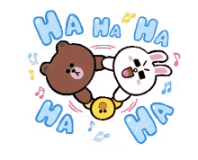 a brown bear and a white rabbit are holding hands in a cartoon illustration .