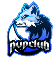 a logo with a wolf and the word pupclub on it