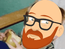 a bald man with glasses and a beard