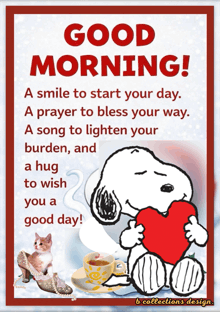 a snoopy poster that says good morning
