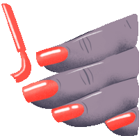 a hand with red nail polish and a brush