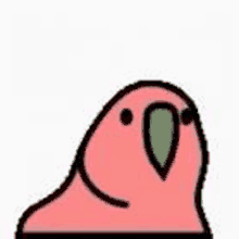 a cartoon of a pink parrot with a green beak .