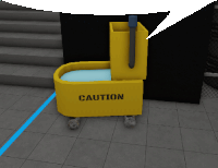 a yellow box that says caution is on the floor