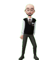 a cartoon character with glasses and a beard is wearing a vest and tie